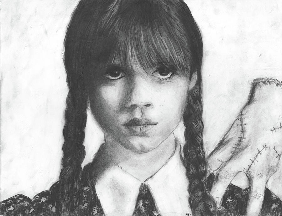 Wednesday Jenna Ortega Drawing by Liz Harris - Fine Art America