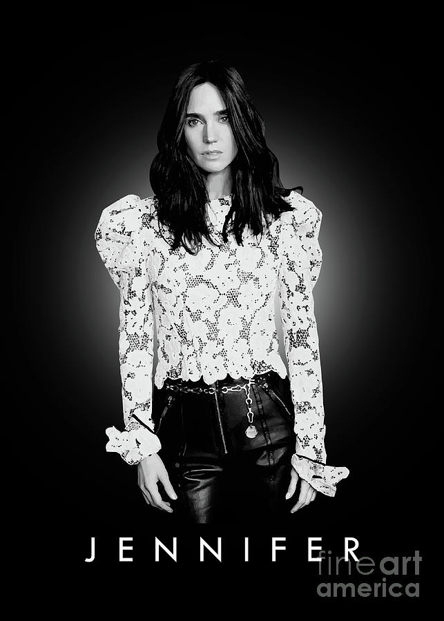 Jennifer Connelly in Black Coat Close Up Portrait in Black Velvet Long  Sleeve Shirt and White Blouse Photo Print - Item # VARCEL688570