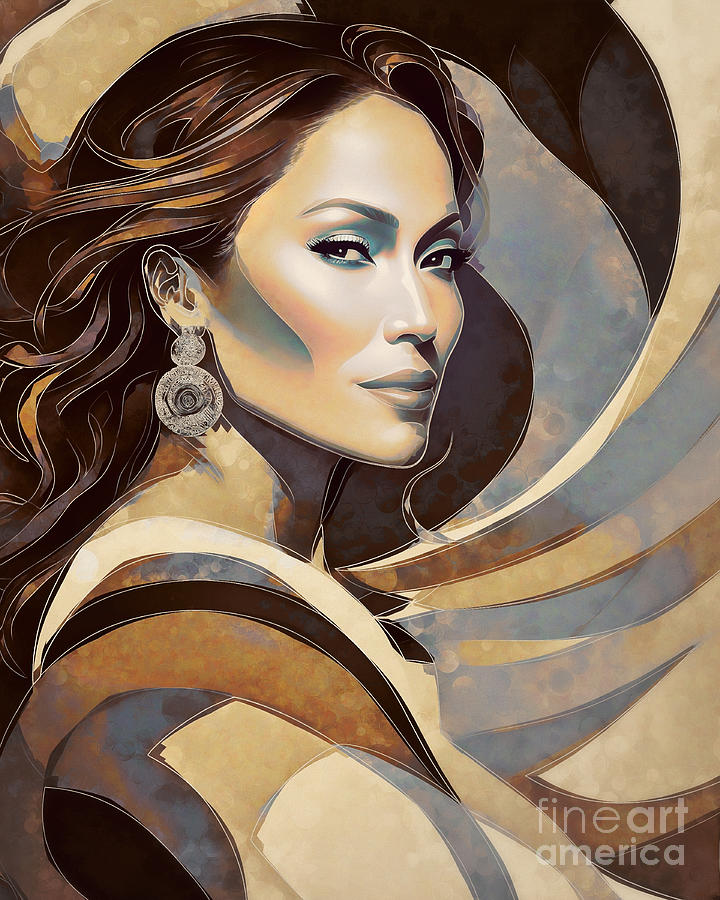 Jennifer Lopez - Celebrity Portrait - 00264 Digital Art by Philip Preston