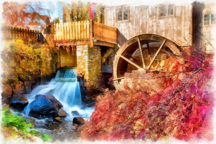Jenny Grist Mill Watercolor - Plymouth, MA - L404 Photograph by Bruce McFarland