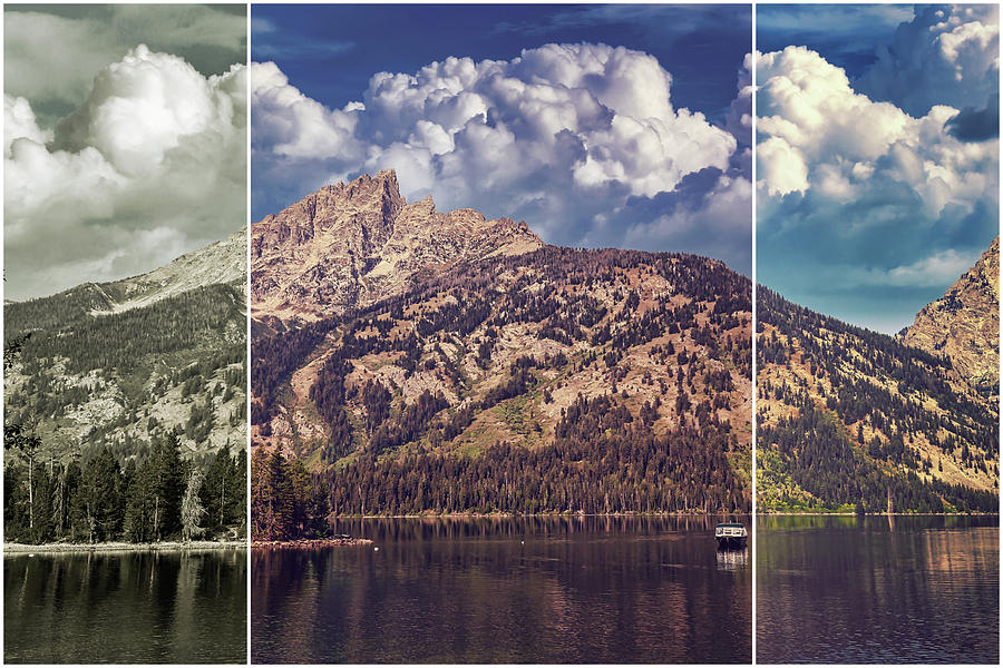 Jenny Lake Triptych Digital Art by Judy Vincent