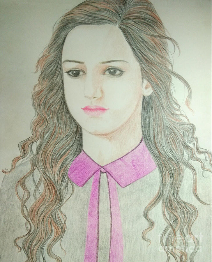 Jenny The Beautiful Quiet Girl Drawing By Akshat Goyal
