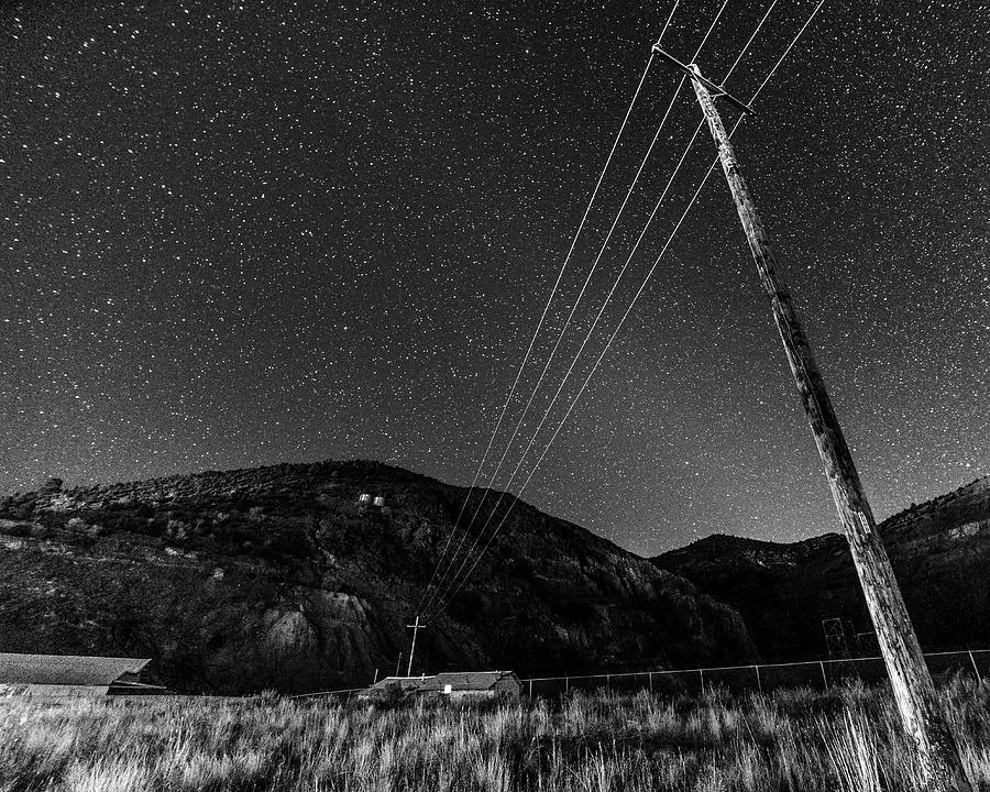 Jerome Arizona Ghost Town Starry Skies Mining Town Black and White Photograph by Toby McGuire