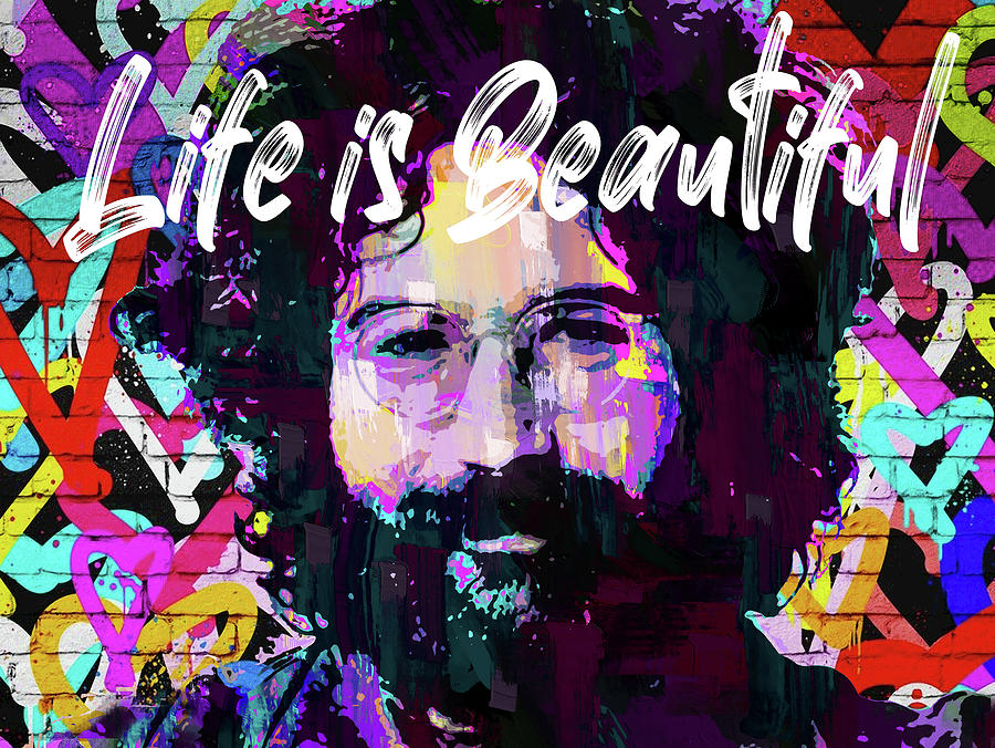 Jerry Garcia Life is Beautiful Pop Art Painting by Stephen Chambers