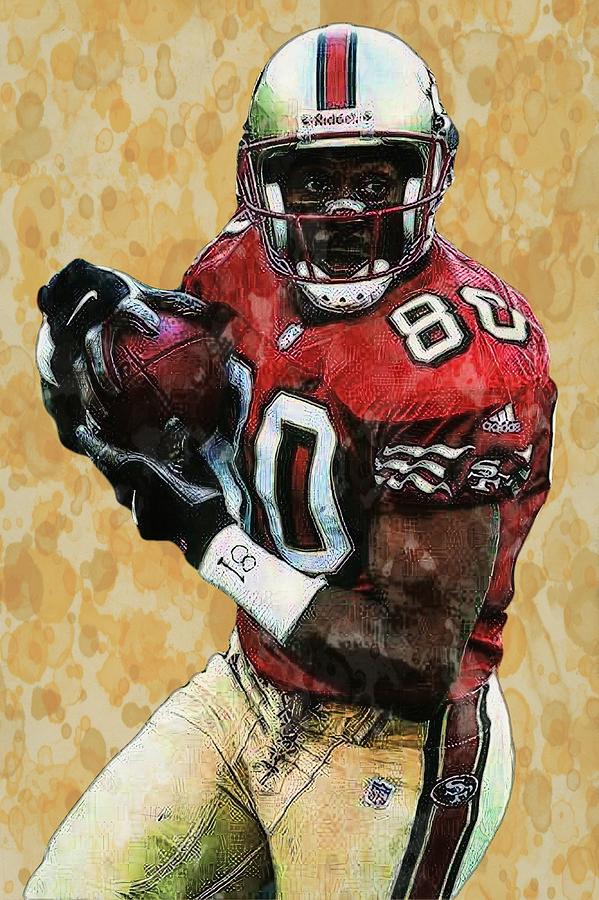 Jerry Rice Watercolors Digital Art by Bob Smerecki | Fine Art America