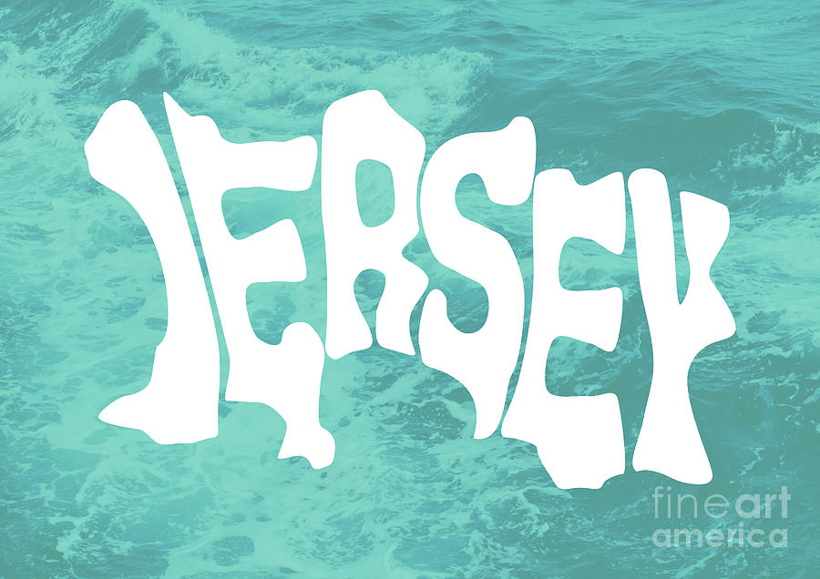 Jersey Channel Islands Map in Text Art Digital Art by Barefoot Bodeez Art