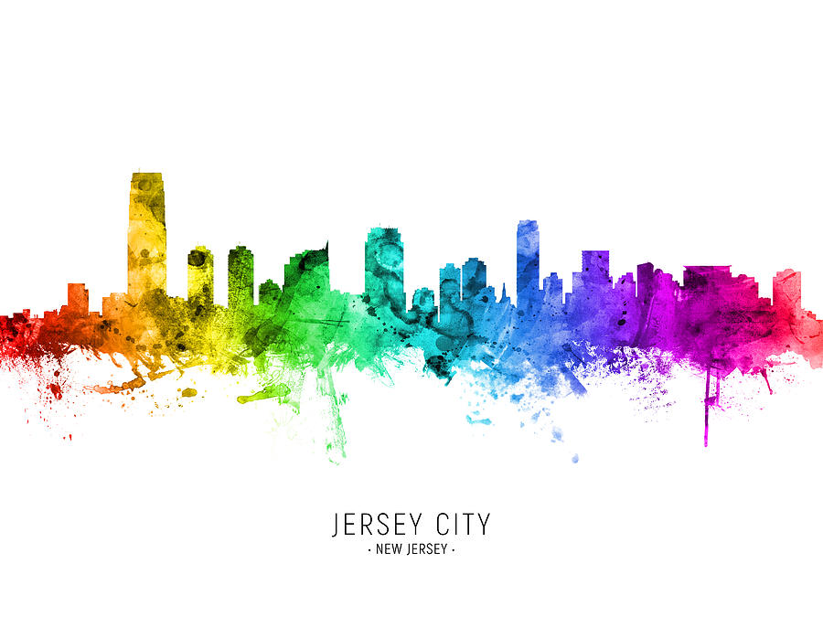 Jersey City Digital Art - Jersey City New Jersey Skyline #10 by Michael Tompsett