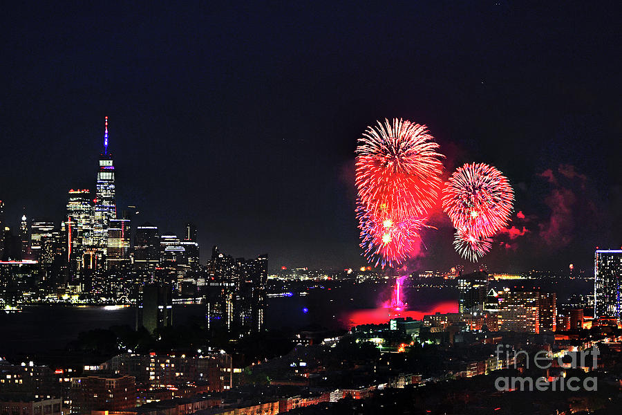 Jersey City NJ July 4th Fireworks Photograph by Regina Geoghan Fine