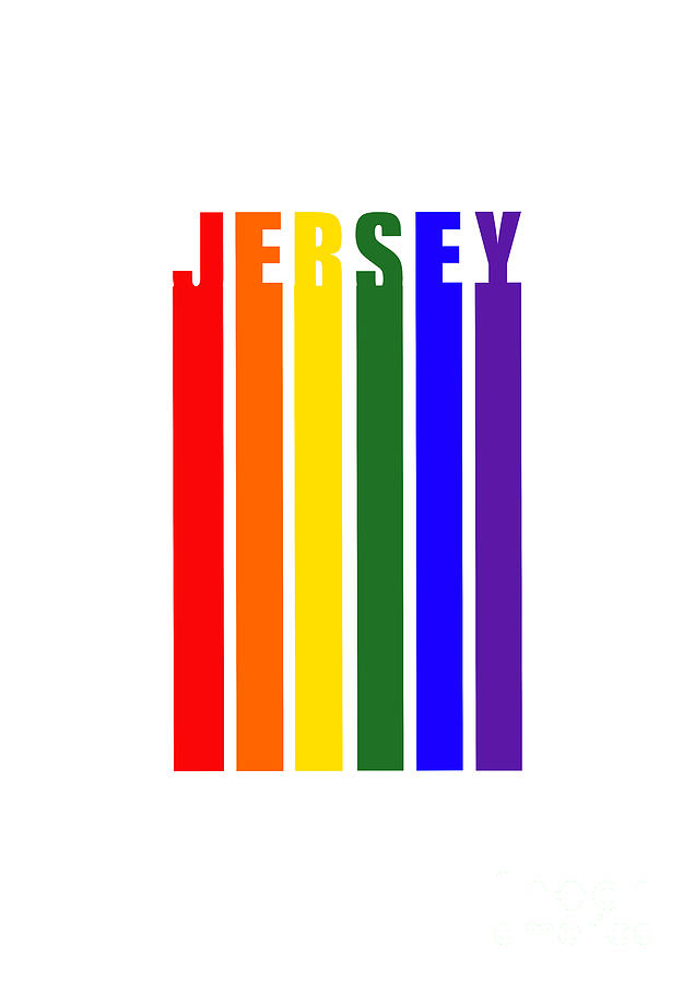 Jersey Pride Stripes Typography Design Digital Art by Barefoot Bodeez Art