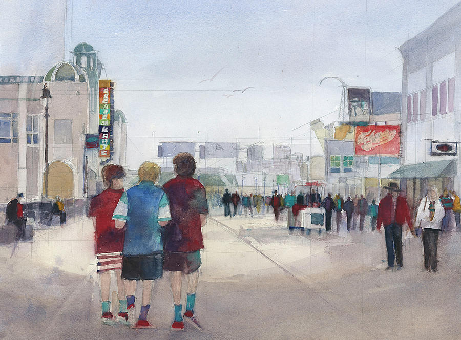 Seaside Heights Painting - Jersey Shore - Boys will be boys by Dorrie Rifkin