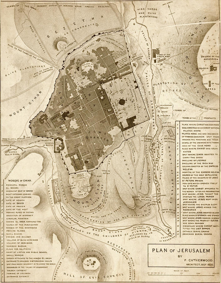 Jerusalem 1835 Drawing by Vintage Maps | Fine Art America