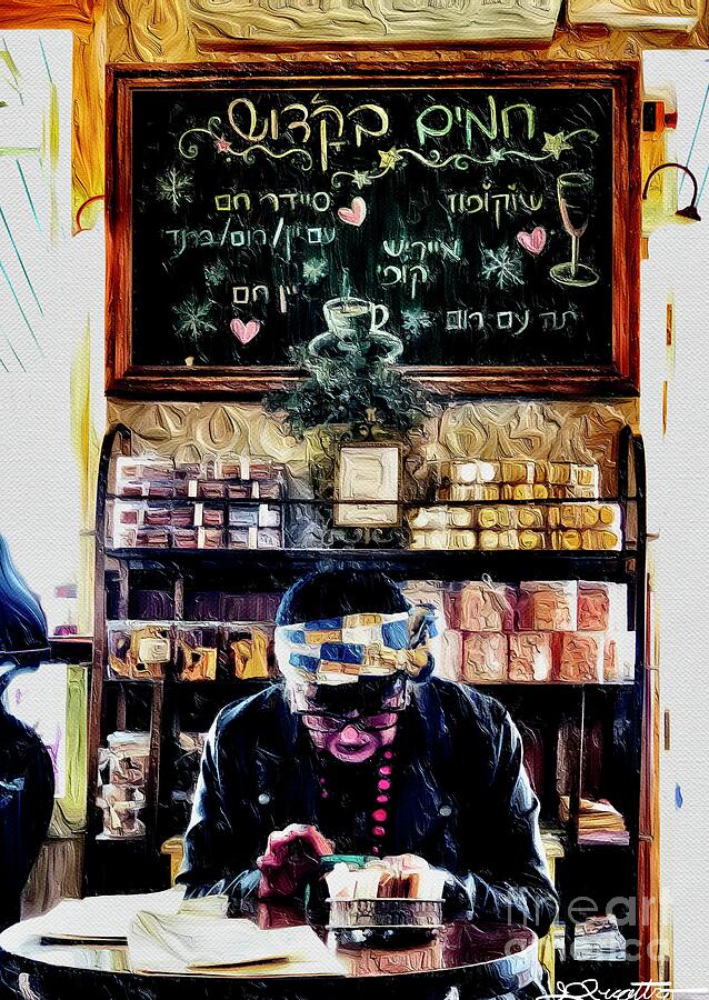 Jerusalem Cafe Bubbie painting Mixed Media by Joseph Anthony Quattromini Jerusalem Cafe Bubbie painting Mixed Media by Joseph Anthony Quattromini