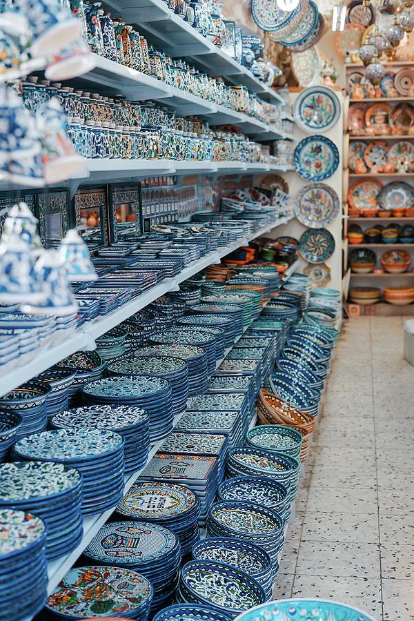 Jerusalem Market - Ceramic Dinnerware Lot - Jerusalem Market, Jerusalem, Israel Photograph