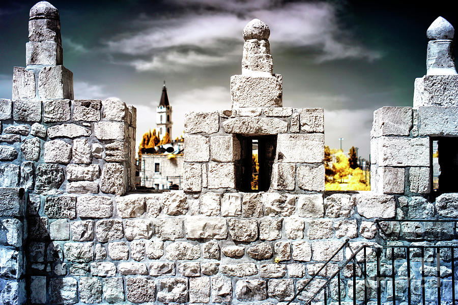 Jerusalem Rampart Infrared in Israel Photograph by John Rizzuto