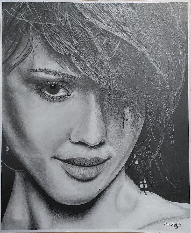 Jessica Alba Drawing by Nandhini Ashwin - Pixels