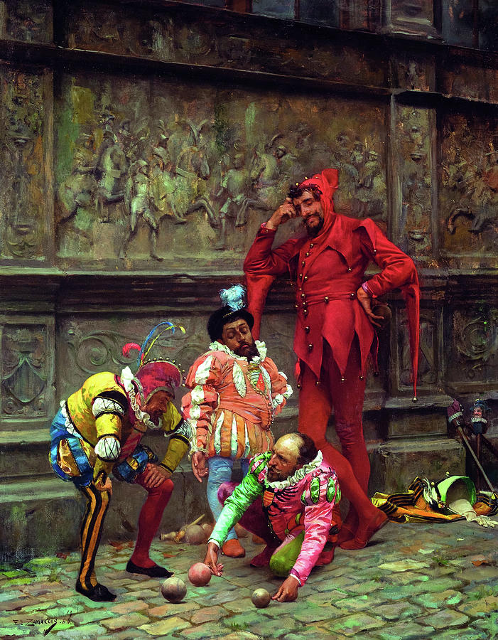 Jesters Playing Cochonnet, 1868 Painting by Eduardo Zamacois - Fine Art ...