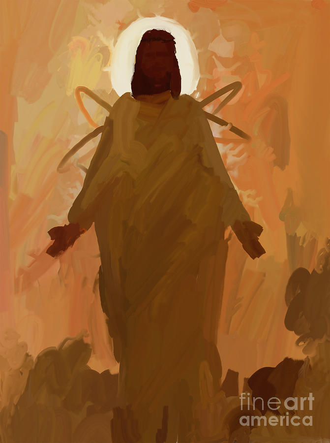 Abstract Painting - jesus abstract painting Jesus calling by Kartick Dutta