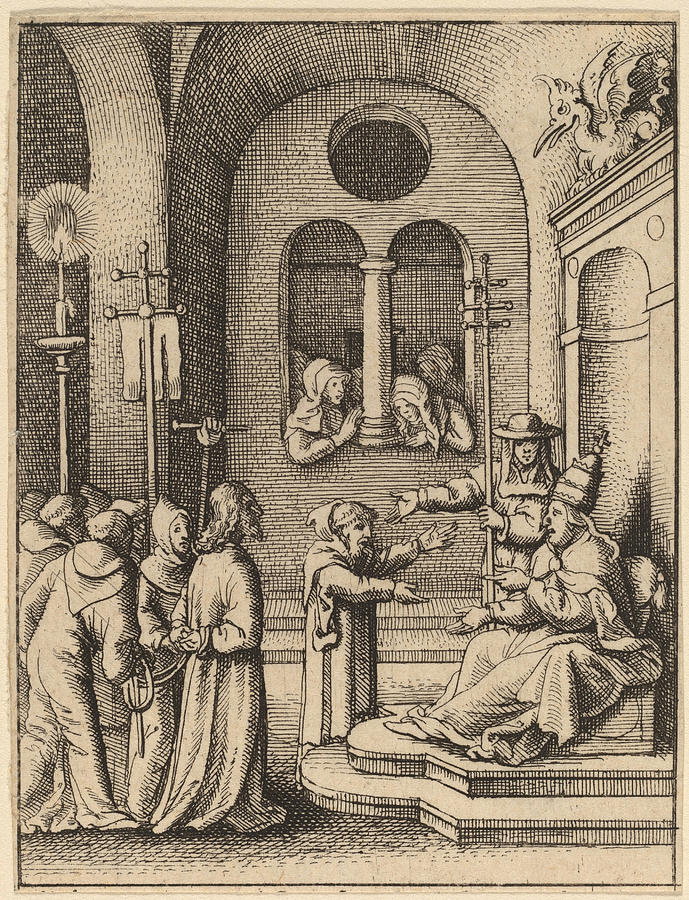 Jesus again before Caiaphas Drawing by Wenceslaus Hollar - Pixels