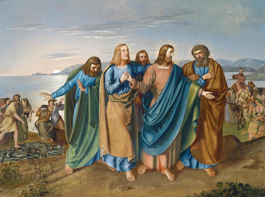 Jesus and his Disciples on the Sea of Galilee Painting by Carl Oesterley