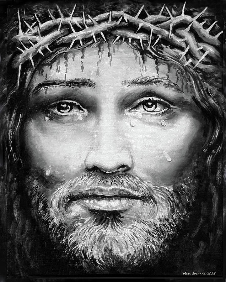 Jesus Christ Painting - Jesus and the Crown of Thorns by Mary Susanna Turcotte