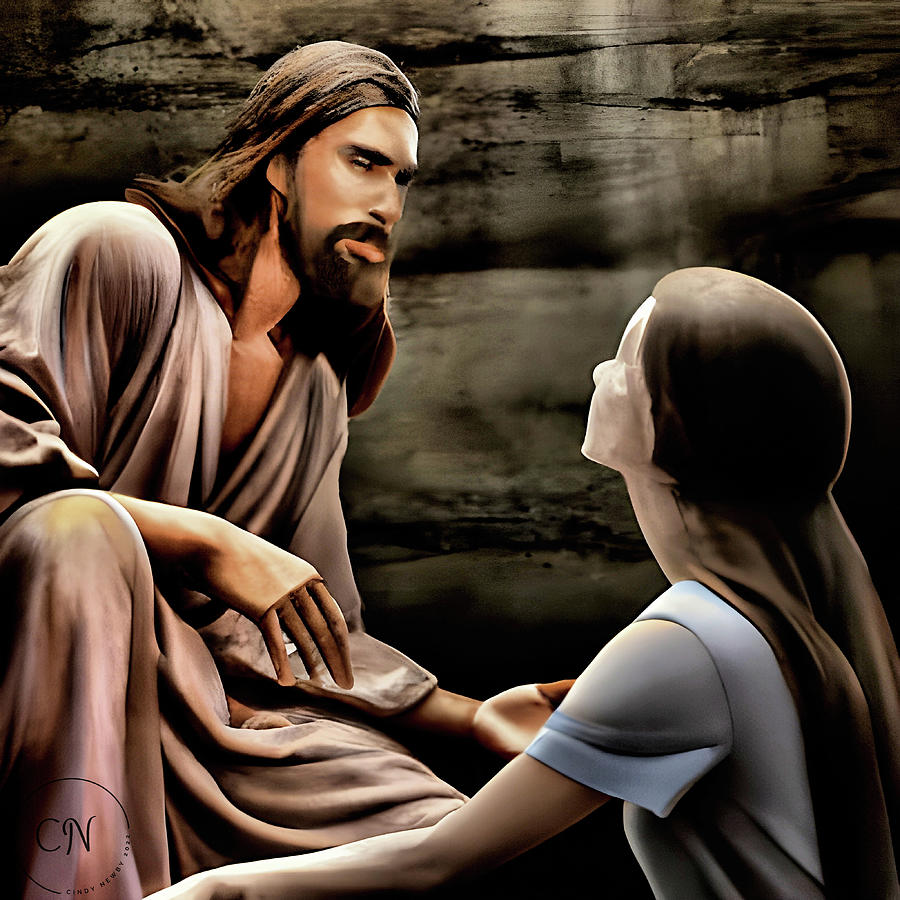 Jesus and the Woman at the Well Digital Art by Cindys Creative Corner