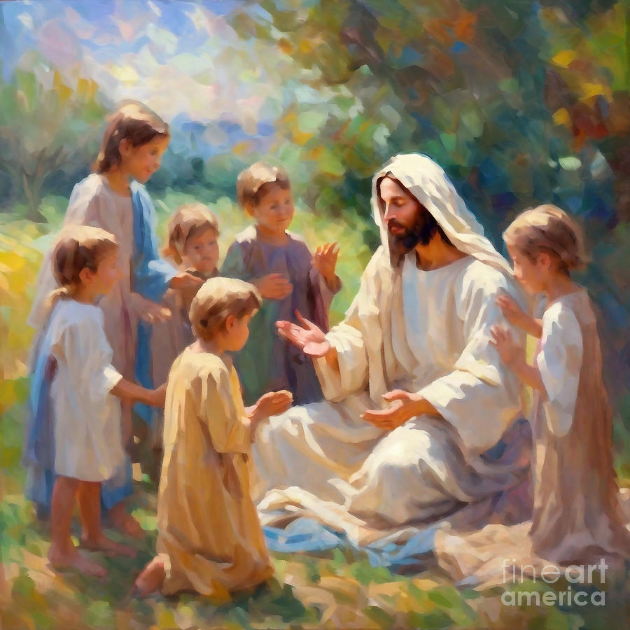 Jesus blessing the children Painting by Rhys Jacobson - Fine Art America