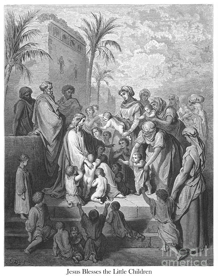 Jesus Blessing the Little Children by Gustave Dore w2 Photograph by Historic illustrations