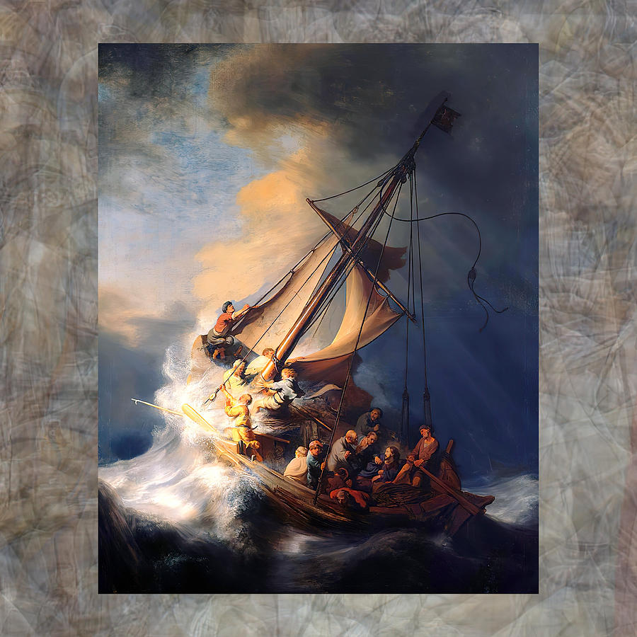 Jesus Calms the Storm Mixed Media by Rembrandt