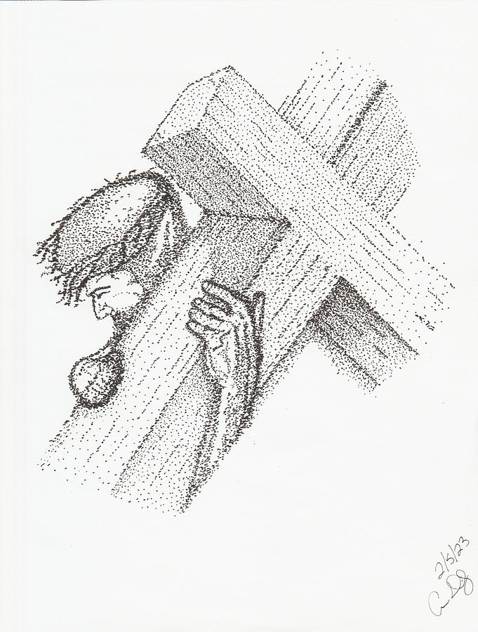 Jesus Caring the Cross Drawing by Cameron Daily - Fine Art America