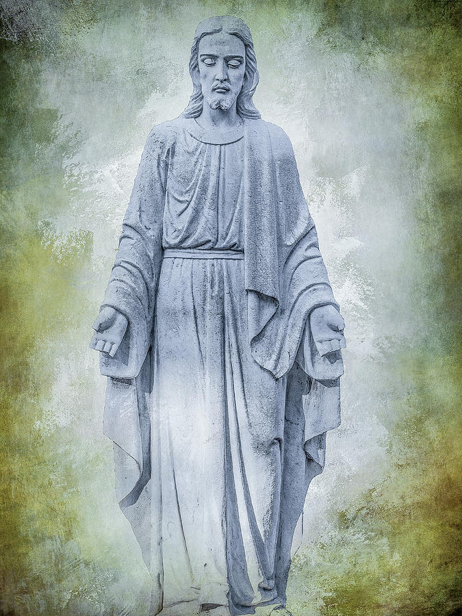 Jesus Cemetery Monument Statue Digital Art by Randy Steele