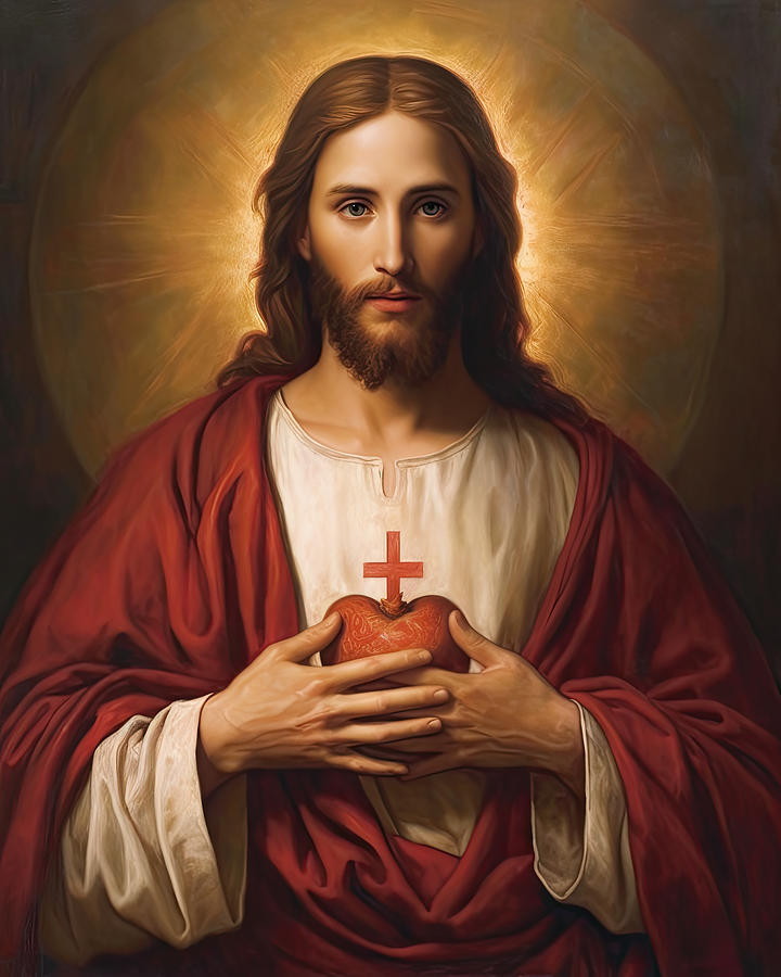 Jesus Christ And The Sacred Heart N3021 Beautiful Treasure Digital Art ...