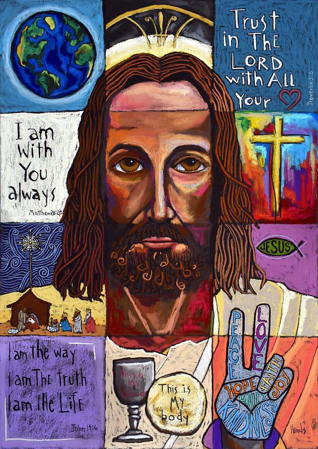 Inspirational Painting - Jesus Christ Collage by David Hinds