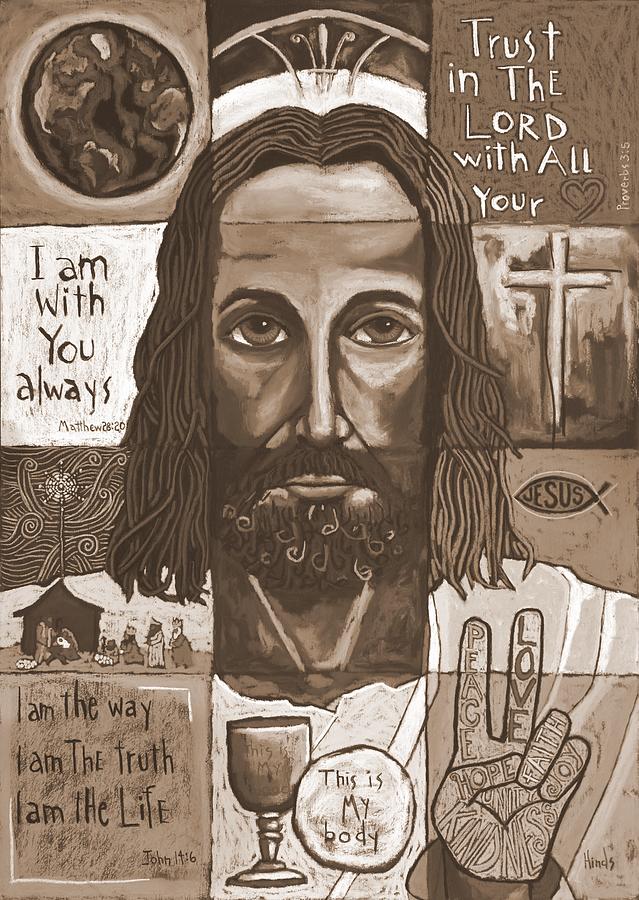 Jesus Christ Collage - Sepia Digital Art by David Hinds