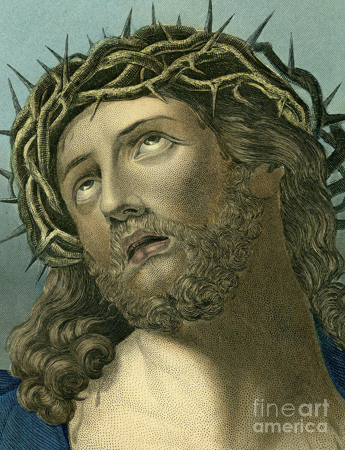 Guido Reni Drawing - Jesus Christ crowned with thorns by English School