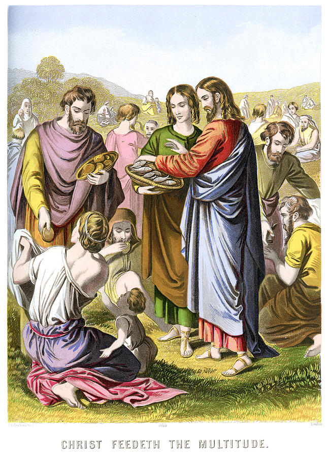 Jesus Christ Feeding the multitude Drawing by Duncan1890