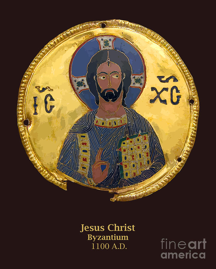 Jesus Christ Messiah Gold Medallion - Byzantium Photograph by Gary Whitton