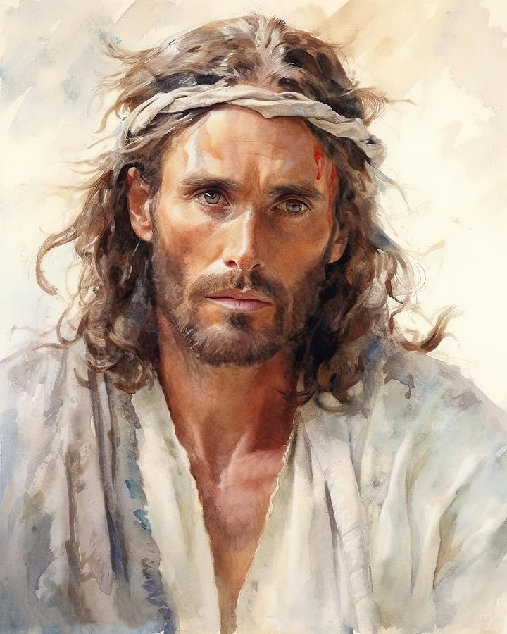 Jesus Christ Portrait Beautiful Watercolor Illustration N3053 Digital ...