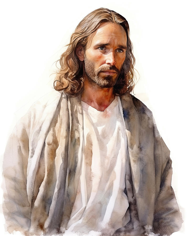 Jesus Christ Portrait Watercolor Illustration N3019 Digital Art by Edit ...