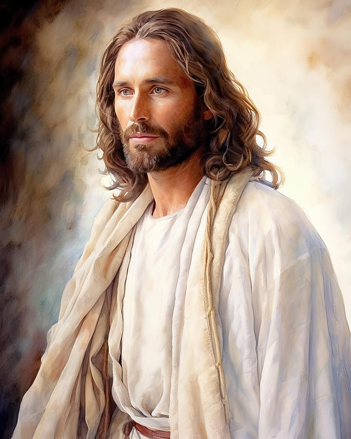 Jesus Christ Portrait Watercolor Illustration N3023 Digital Art by Edit ...
