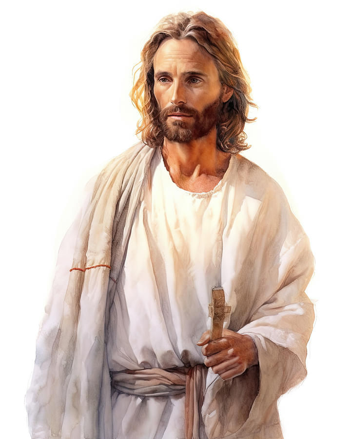 Jesus Christ Portrait Watercolor Illustration N3024 Digital Art by Edit ...