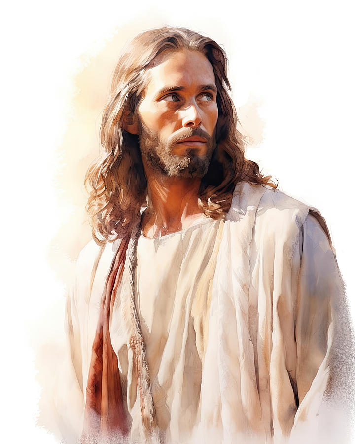 Jesus Christ Portrait Watercolor Illustration N3026 Digital Art by Edit ...