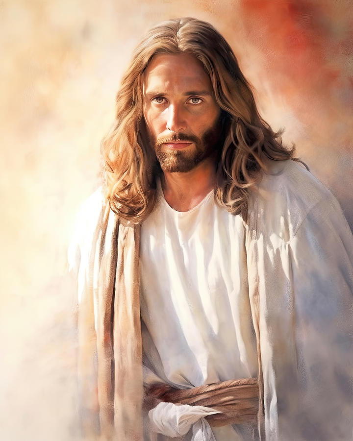 Jesus Christ Portrait Watercolor Illustration N3045 Digital Art by Edit ...
