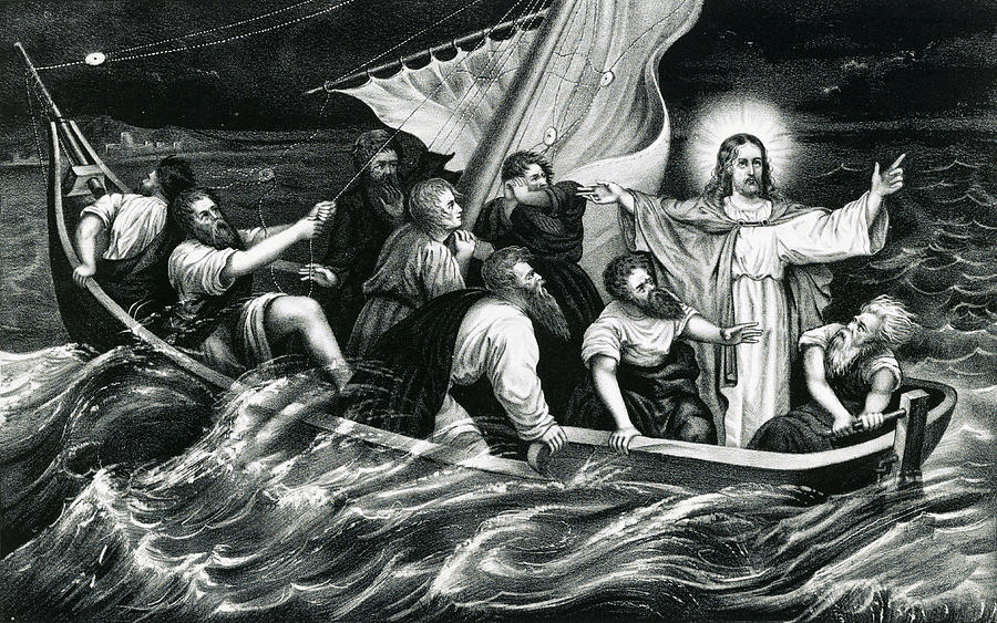 Jesus Christ Stills the Tempest Drawing by Keith Lance
