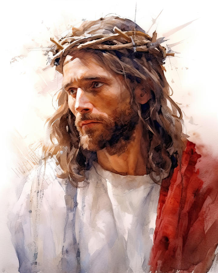 Jesus Christ With Crown Of Thorns Beautiful Watercolor Illustration ...