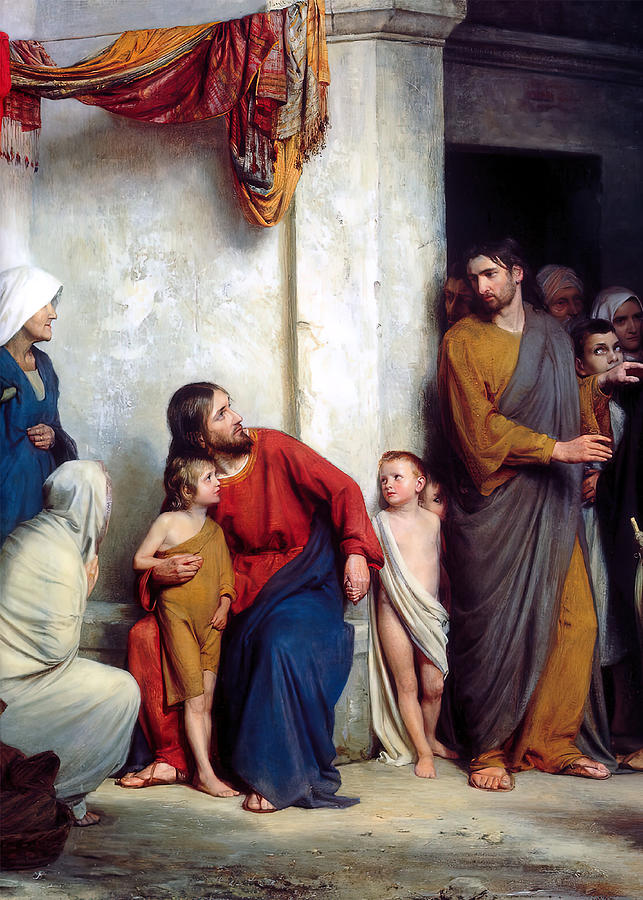 Jesus Christ with the Children Painting by Carl Bloch