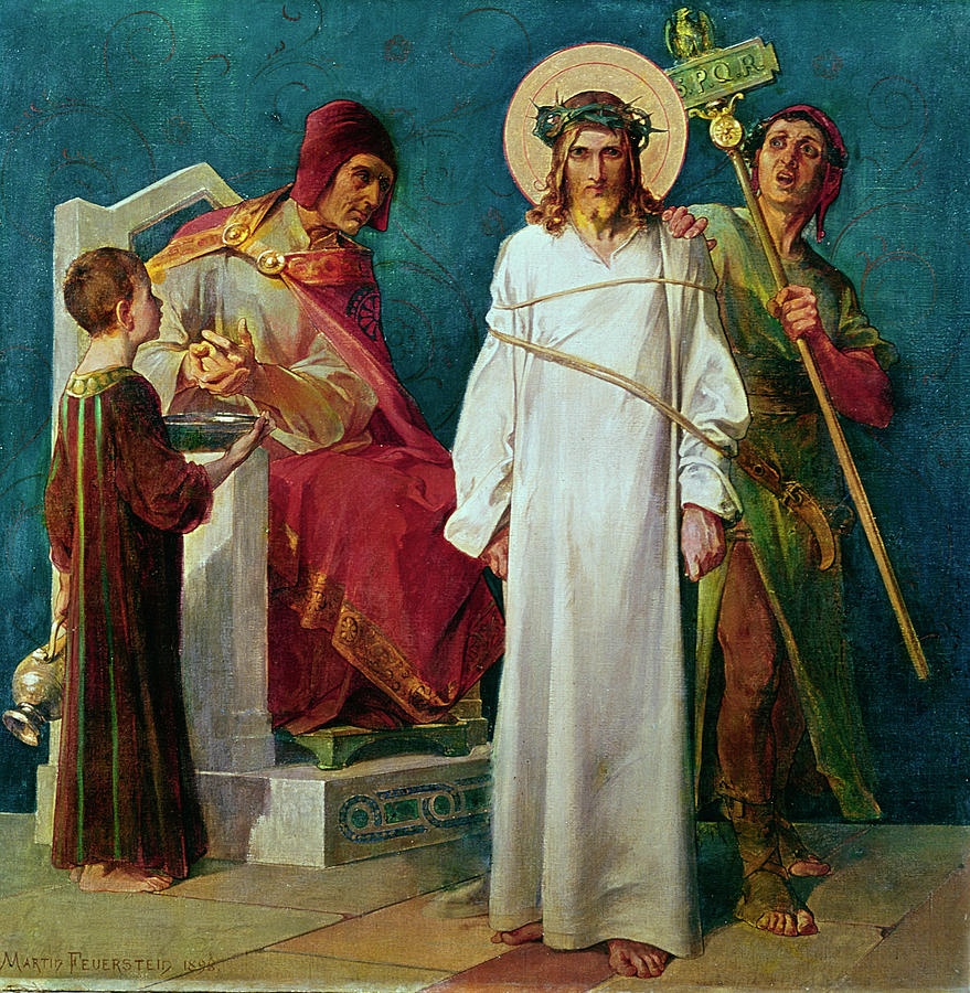 Jesus Condemned to Die 1st Station of The Cross Painting by Martin Feuerstein