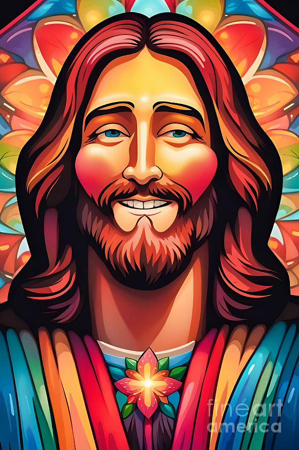 Jesus Happy Face XII Painting by Munir Alawi - Fine Art America