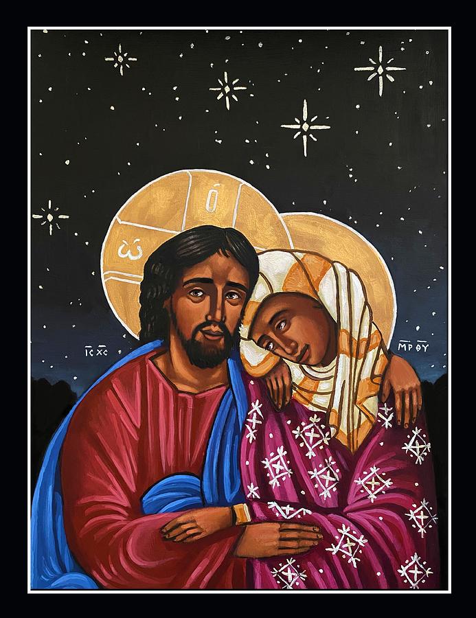 Iconography Painting - Jesus Hugs His Mother by Kelly Latimore
