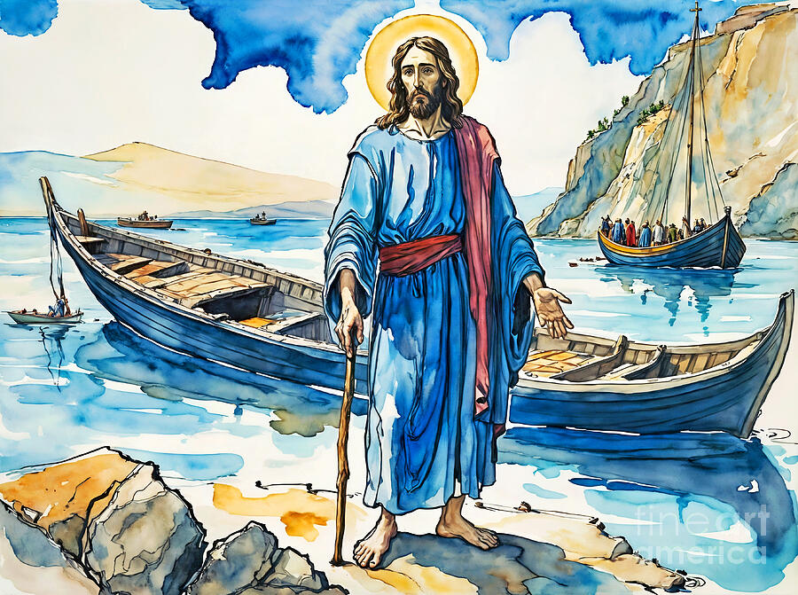 Jesus in Galilee I Painting by Munir Alawi Jesus in Galilee I Painting by Munir Alawi