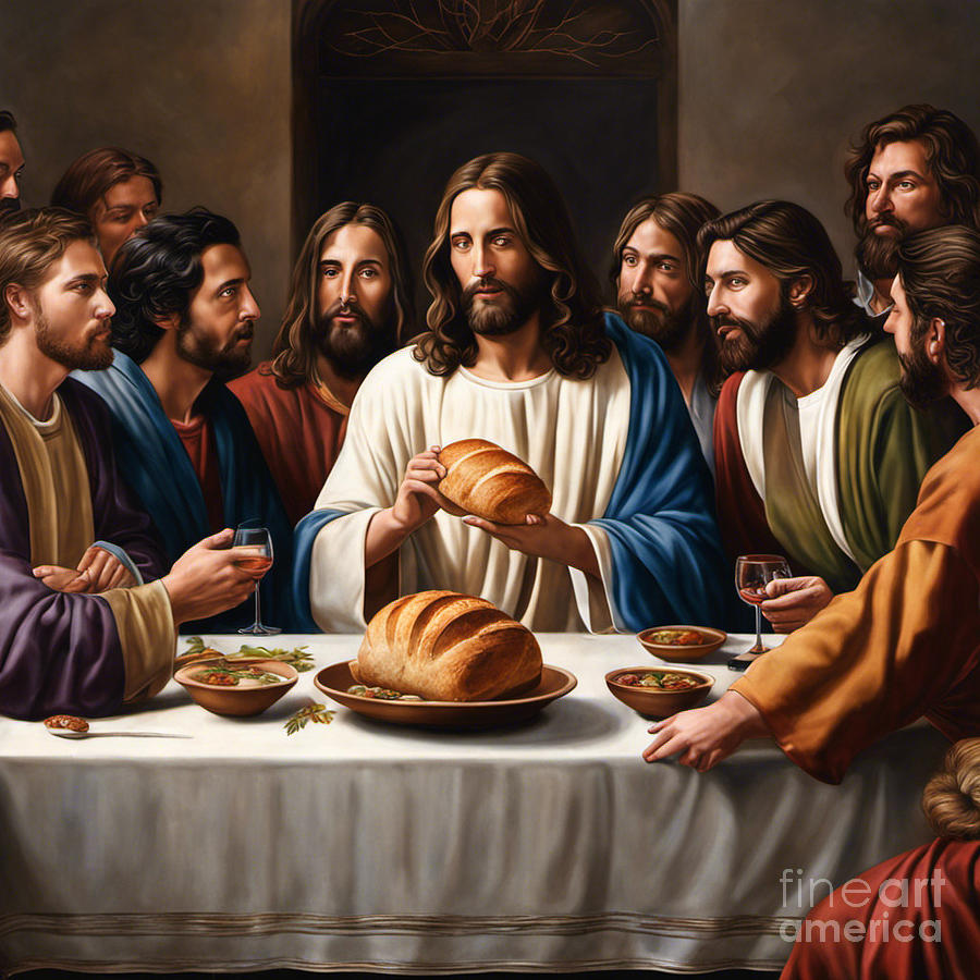 Jesus last supper bread and wine Digital Art by John Fairest - Fine Art ...